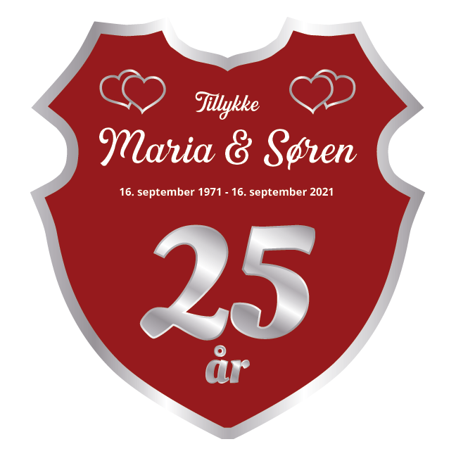 Sølvbryllupsskjold Skilt