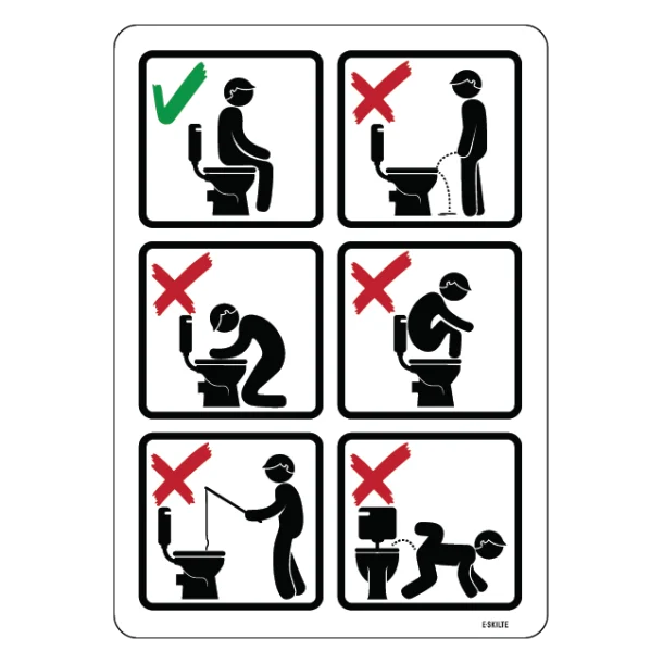 Toilet regler. Bygningsskilt