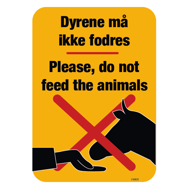 Dyrene må ikke fodres Please, do not feed the animals skilt