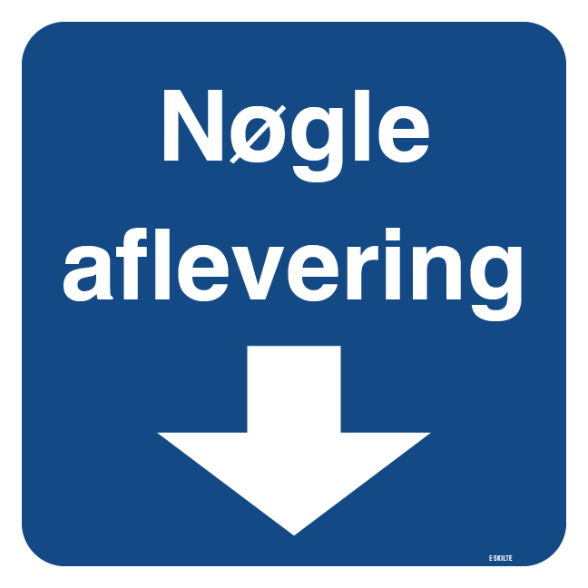 Nøgle aflevering. Bygningsskilt