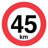 C55 Hastighedsbegrænsning 45 km. Skilt