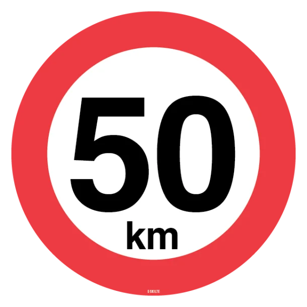 C55 Hastighedbegrænsning 50 km. Skilt