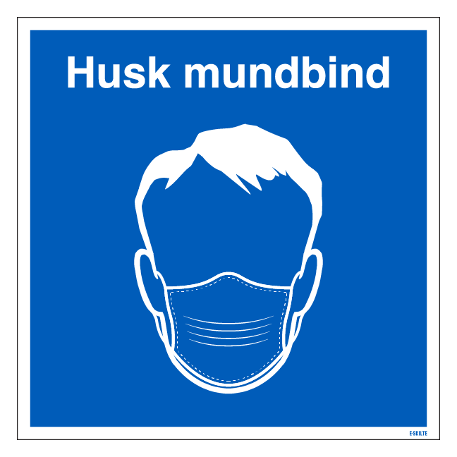 Husk mundbind skilt - Hoved med mundbind