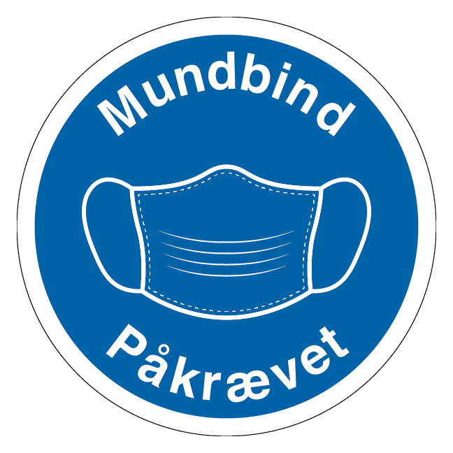 Mundbind påkrævet skilt - Rundt og blåt