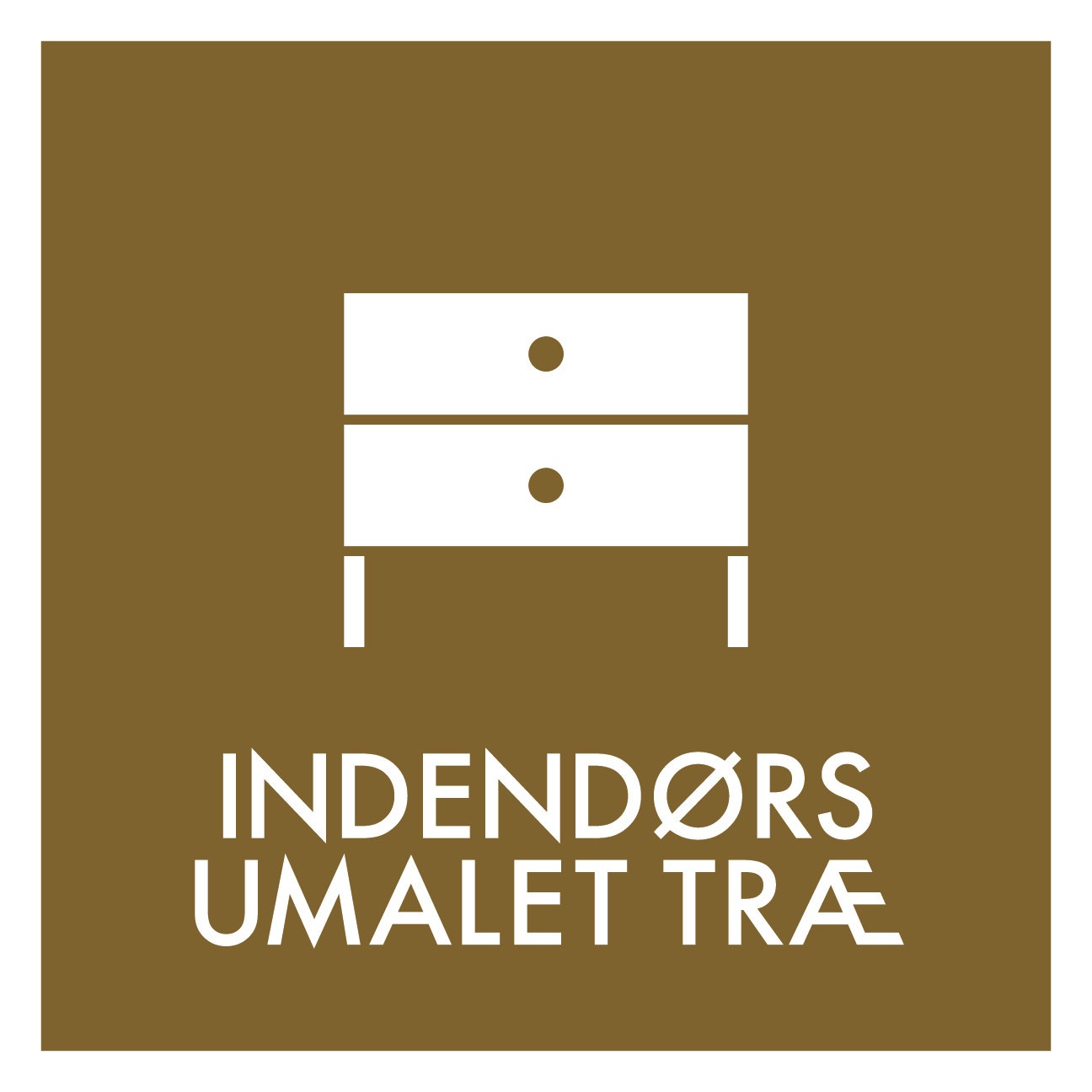 Indendørs umalet træ affald skilt - Dansk Affaldssortering