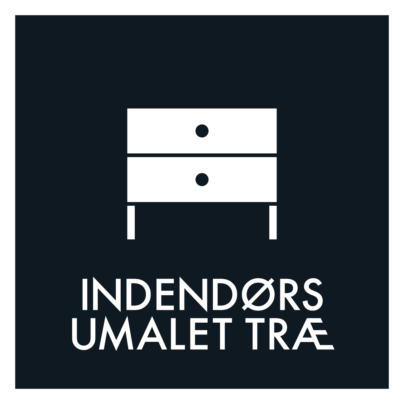 Indendørs umalet træ affald sort skilt - Dansk Affaldssortering