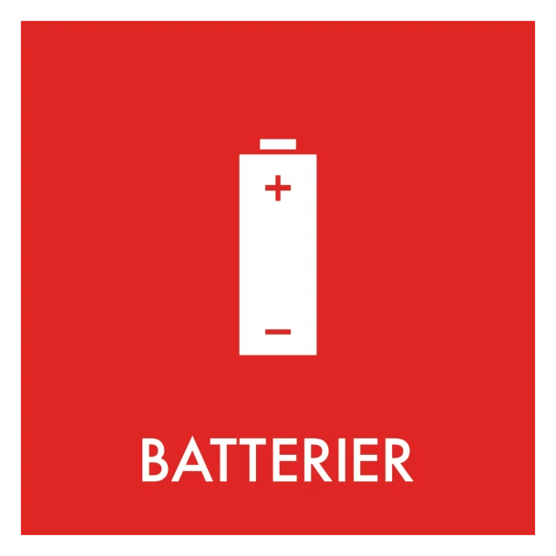 Batterier affald skilt - Dansk Affaldssortering