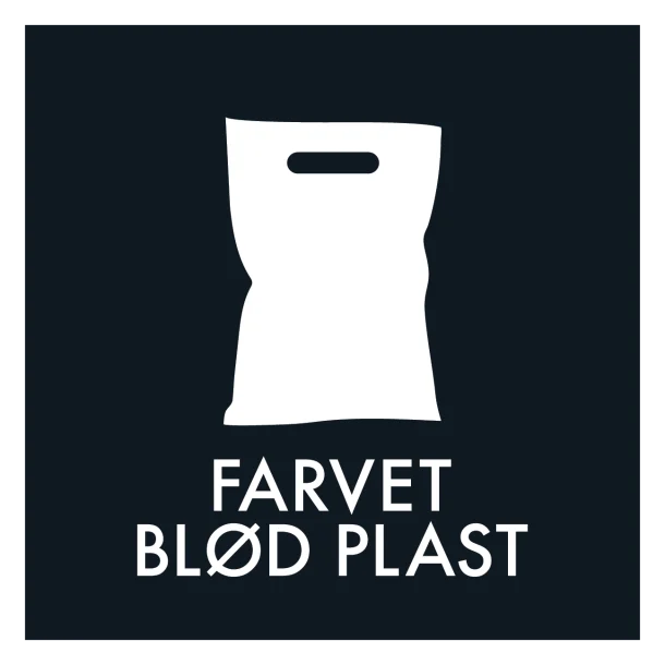 Farvet blød plast affald sort skilt - Dansk Affaldssortering