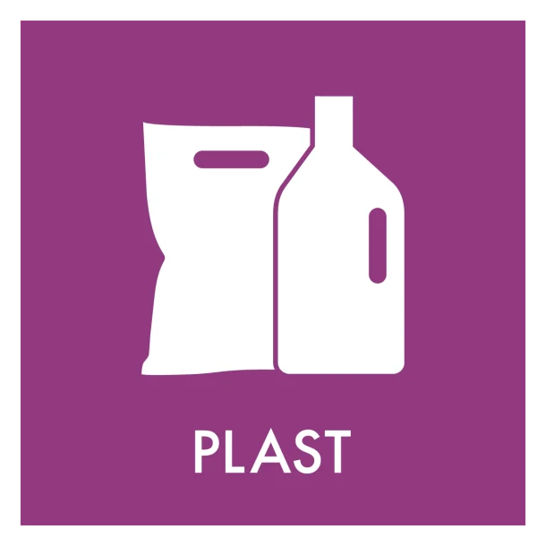 Plast affald skilt - Dansk Affaldssortering