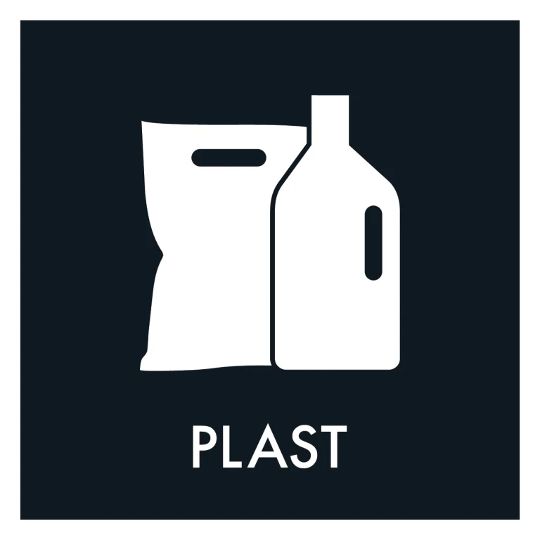 Plast affald sort skilt - Dansk Affaldssortering