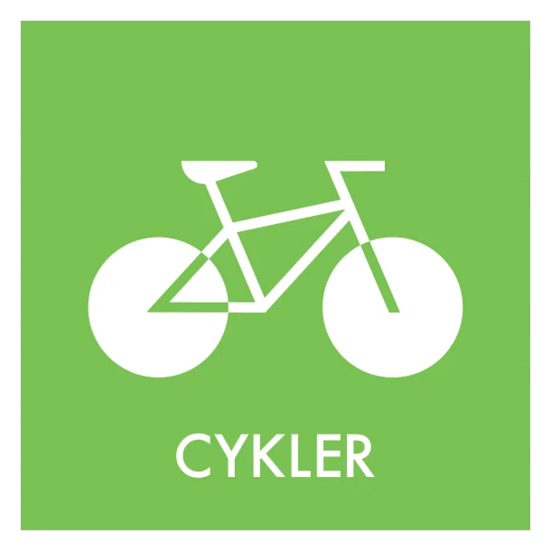 Cykel affald skilt - Dansk Affaldssortering