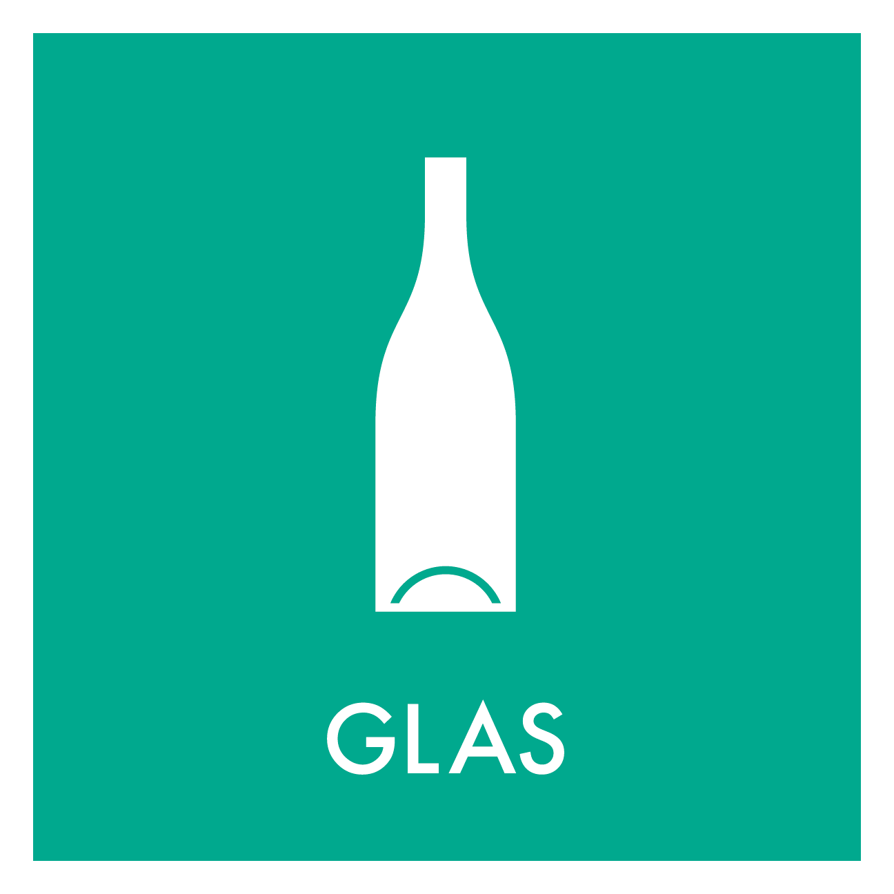 Glas affald skilt - Dansk Affaldssortering