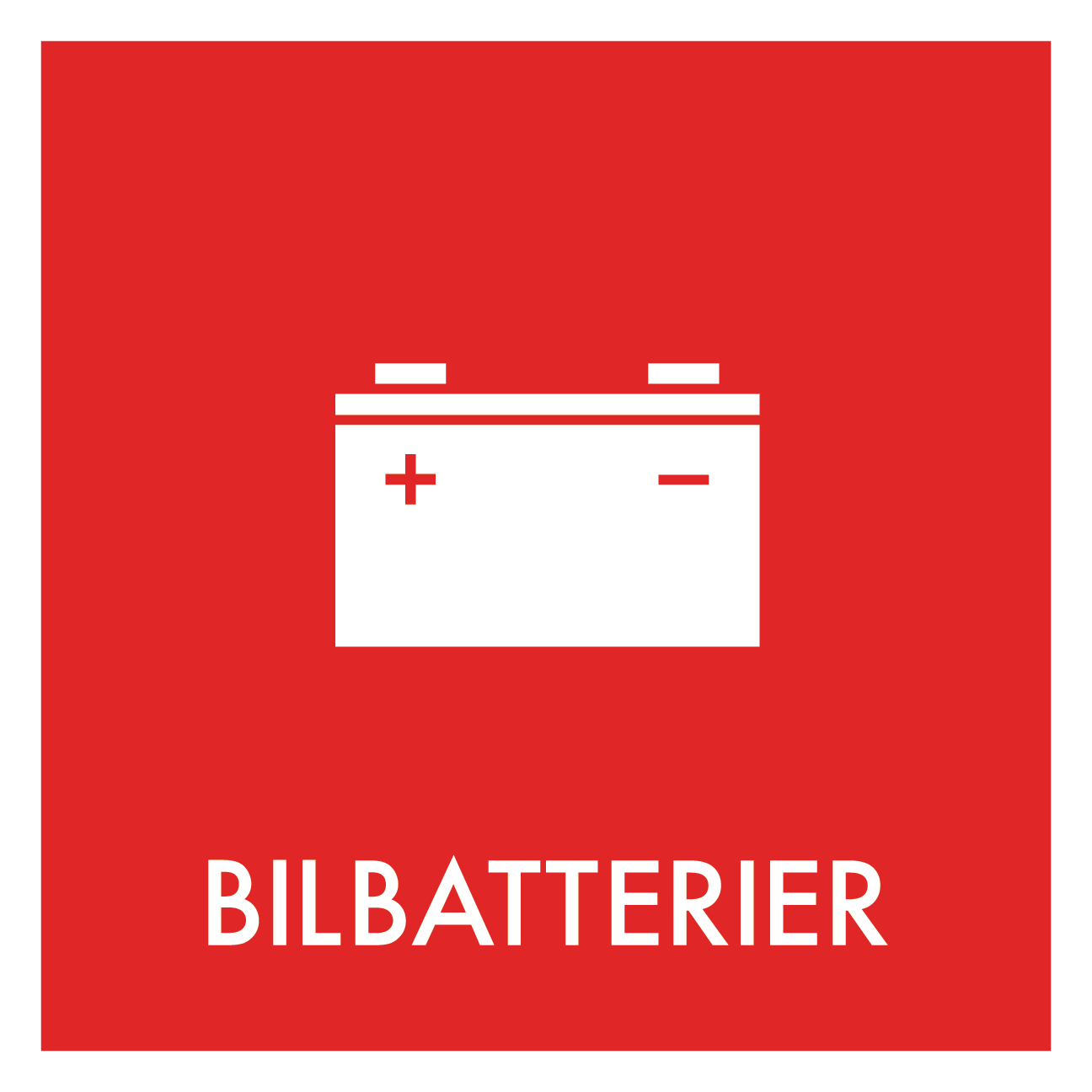 Bilbatterier affald skilt - Dansk Affaldssortering
