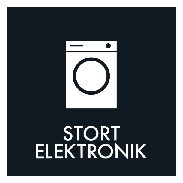 Stort elektronik affald sort skilt - Dansk Affaldssortering