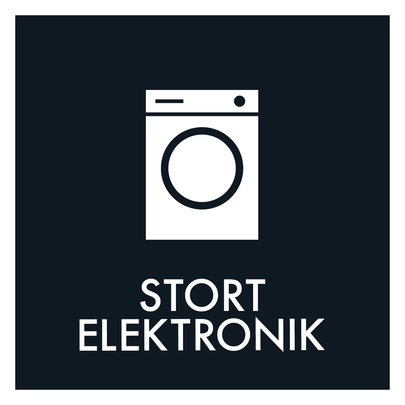 Stort elektronik affald sort skilt - Dansk Affaldssortering