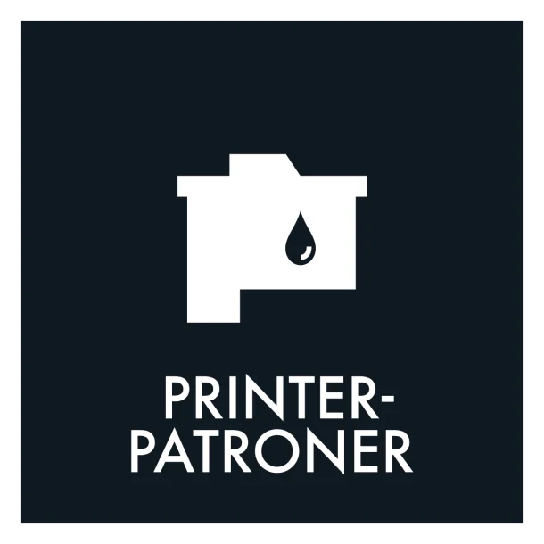 Printerpatroner affald sort skilt - Dansk Affaldssortering