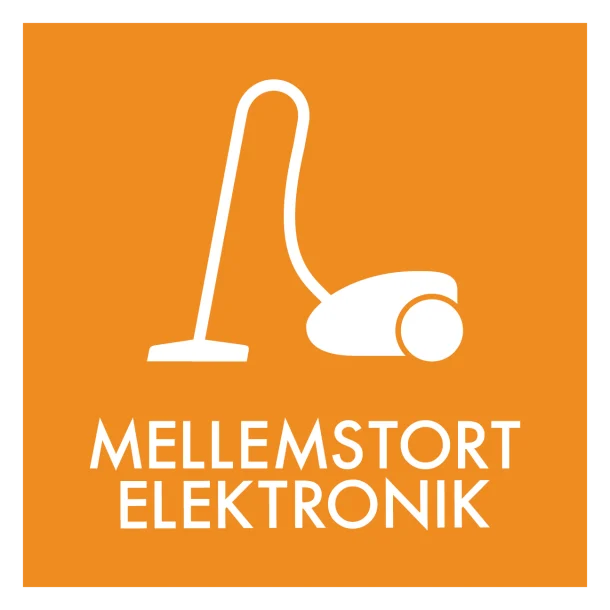 Mellemstort elektronik affald skilt - Dansk Affaldssortering