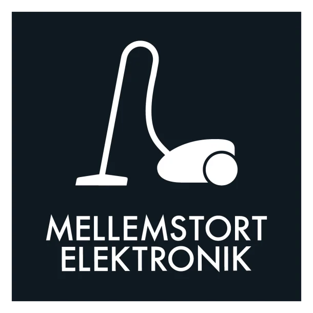 Mellemstort elektronik affald sort skilt - Dansk Affaldssortering