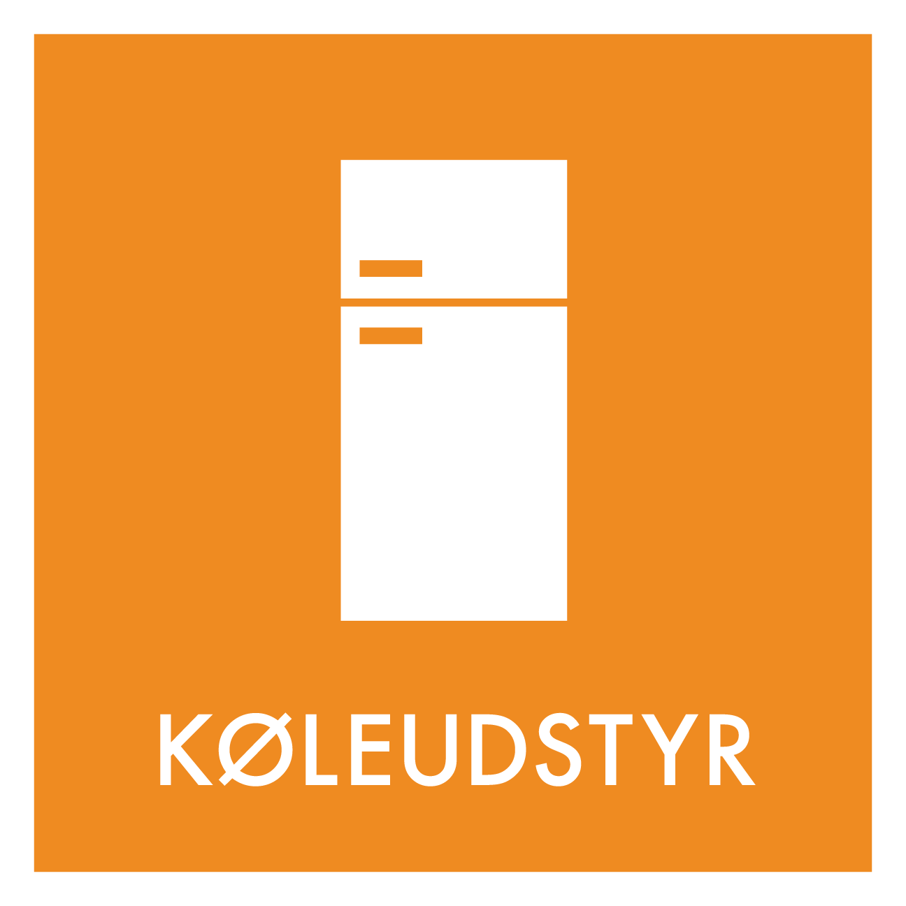 Køleudstyr affald skilt - Dansk Affaldssortering