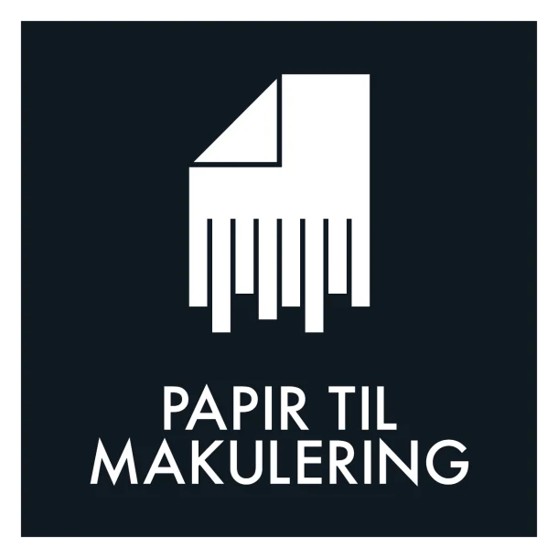 Papir til makulering affald sort skilt - Dansk Affaldssortering