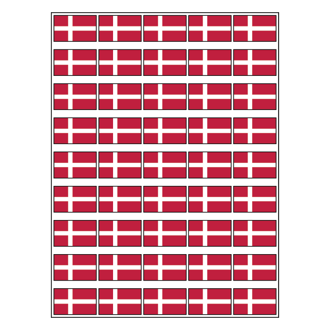Flag 37x27mm ark med 45stk. skilt