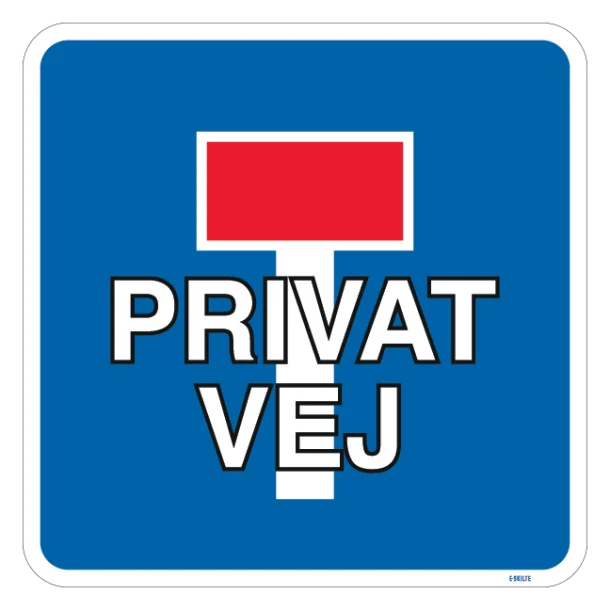 E18 privat vej. Trafikskilt