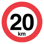 20 km. Hastighedsbegrænsning skilt