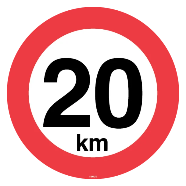 20 km. Hastighedsbegrænsning skilt