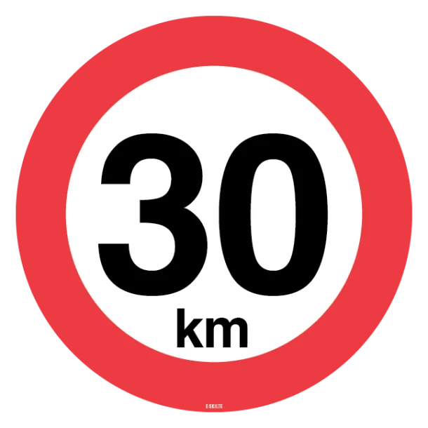 30 km. Hastighedsbegrænsning skilt