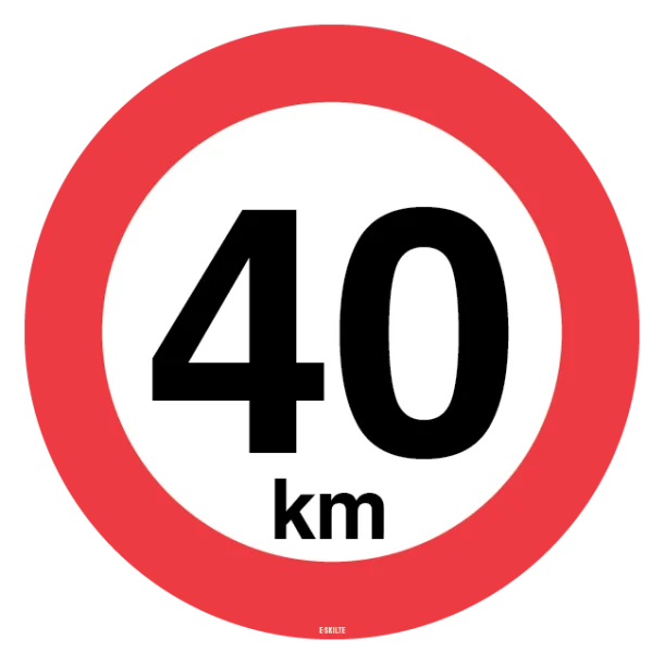 40 km.Hastighedsbegrænsnings skilt