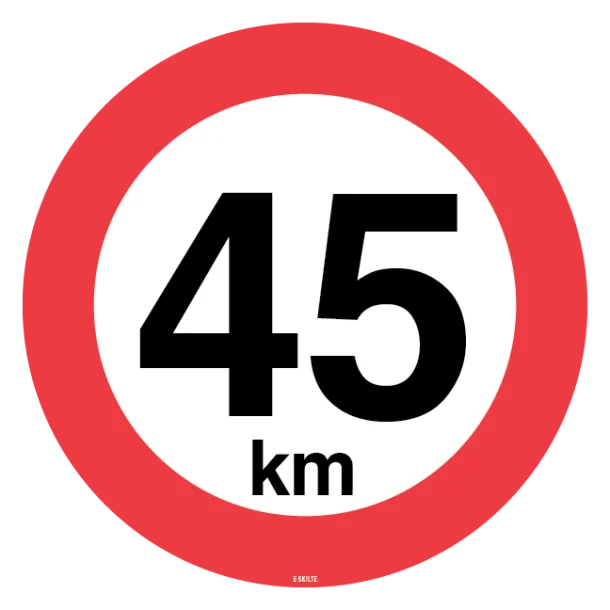 45 km. Hastighedsbegrænsning skilt