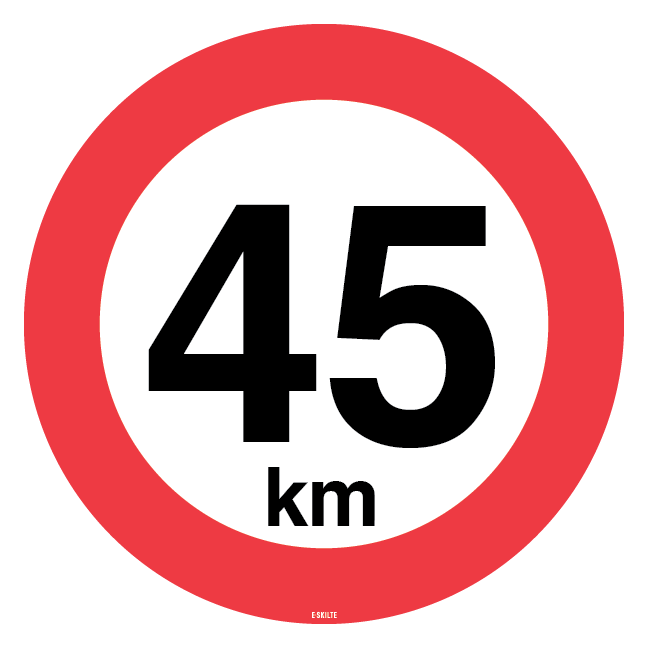 45 km. Hastighedsbegrænsning skilt