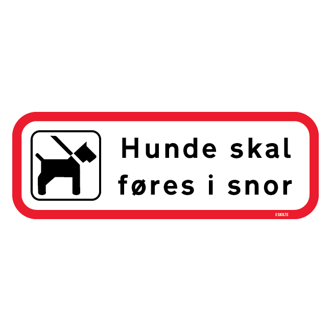Hunde skal føres i snor m piktogram. Skilt