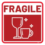 Fragile skilt med glas