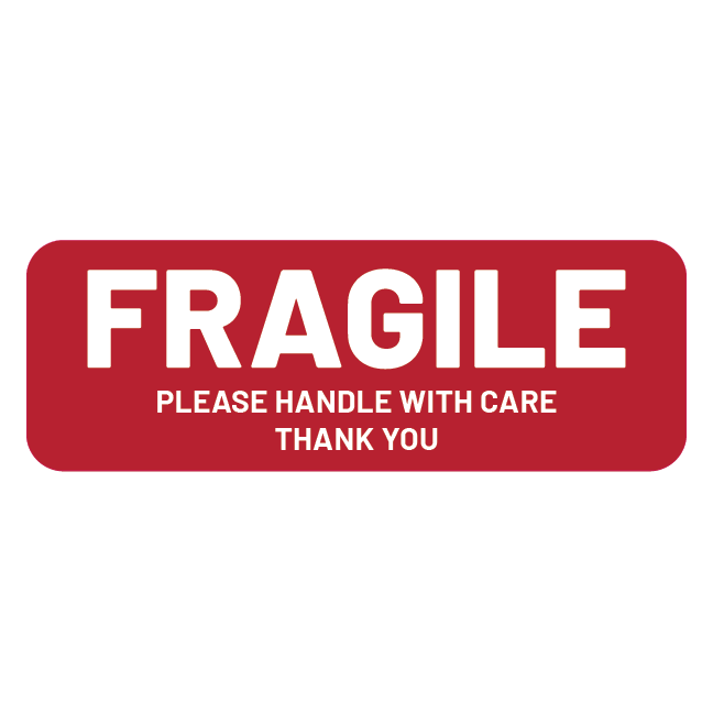 Fragile skilt Please handle with care