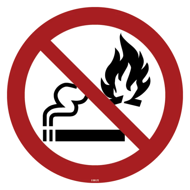Rygning og åben ild forbudt skilt