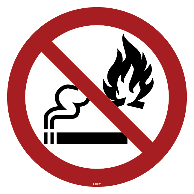 Rygning og åben ild forbudt skilt