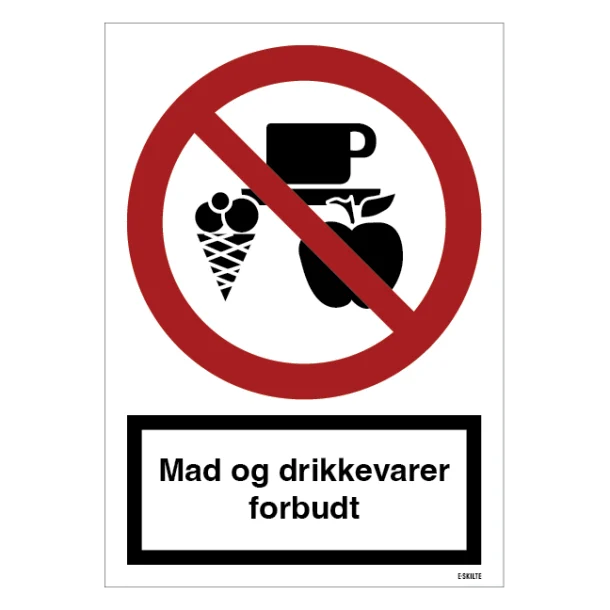 Mad og drikkevarer forbudt skilt