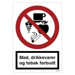 Mad-drikkevare og tobak forbudt skilt