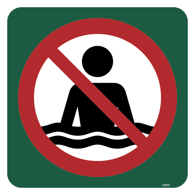 Badning forbudt. Skilt
