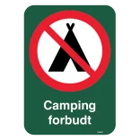 Camping forbudt forbudsskilt