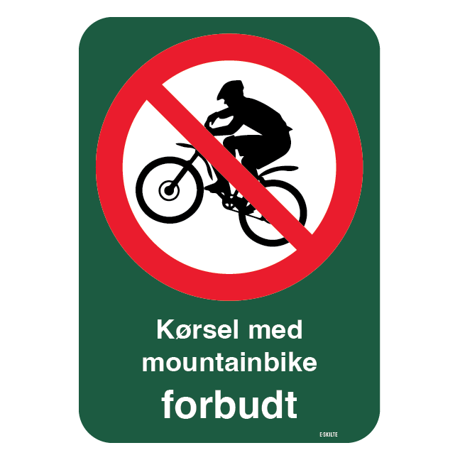 Kørsel med mountainbike forbudt forbudsskilt