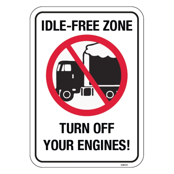 Idle-free zone Stop the engine during loading and unloading goods. Forbudsskilt