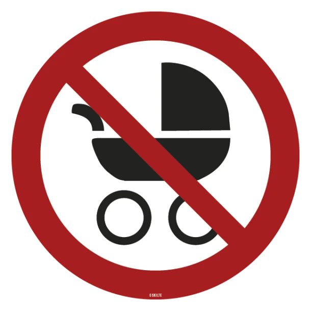 Barnevognforbudt. Forbudsskilt