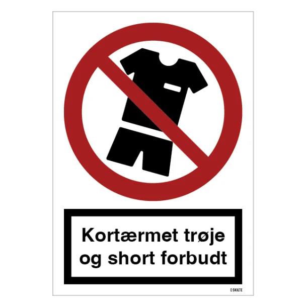 Kortærmet trøje og shorts forbudt forbudsskilt