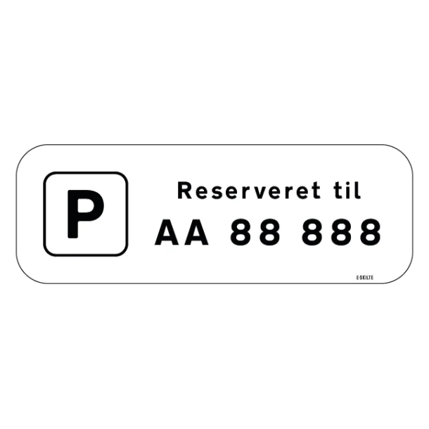 Parkering reserveret til nummerplade Skilt