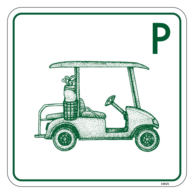Golfbil parkering retro skilt