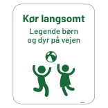 Kør langsomt legende børn og dyr på vejen Skilt grønt