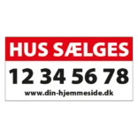 Hus sælges Tlf+Mail. Salgsskilt i rød