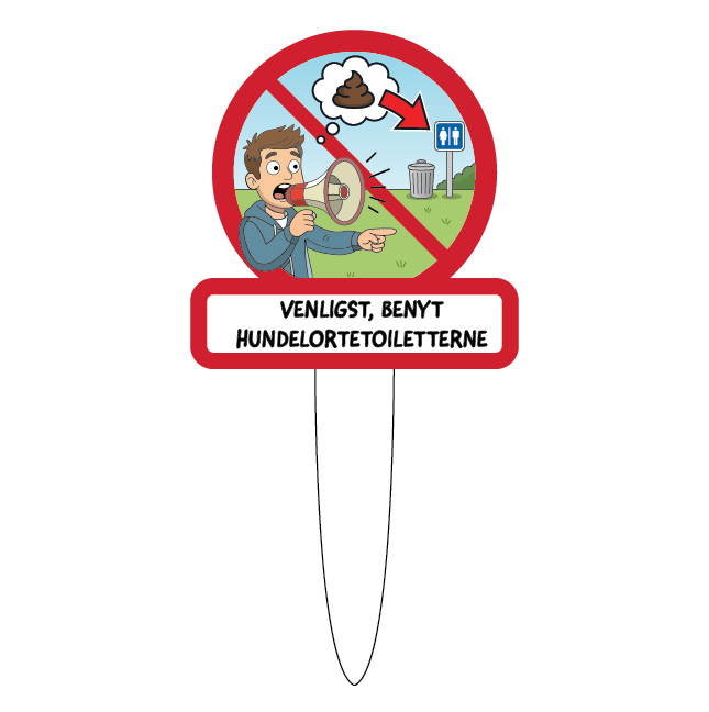 Benyt hundelortetoiletterne skilt med spyd